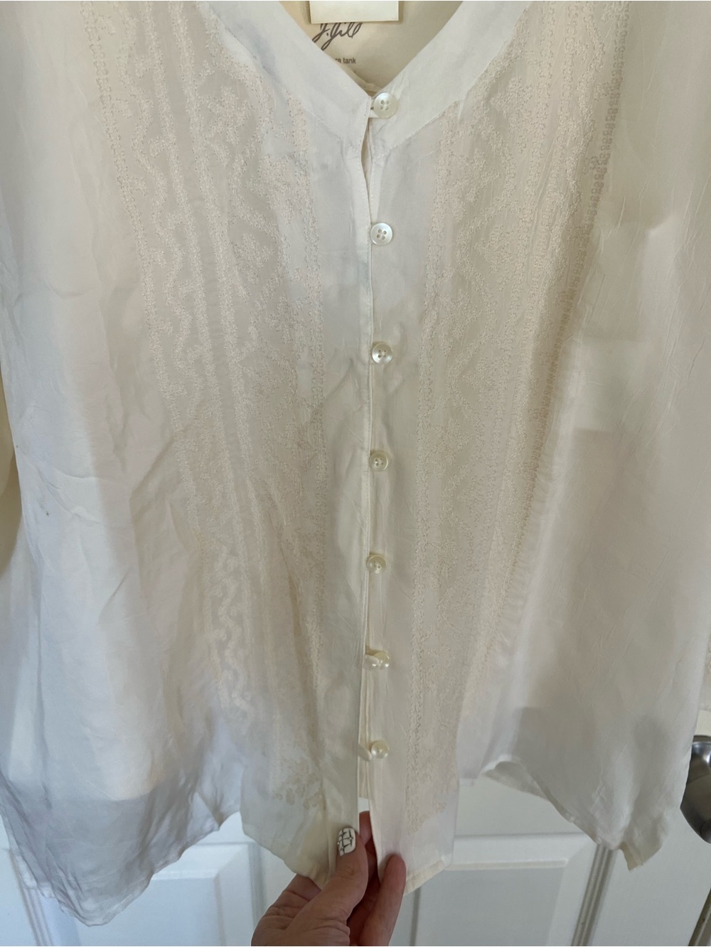 J. Jill Ivory Embroidered Sheer Button Front Tunic 2 Piece Set  XL NWT - Picture 11 of 12